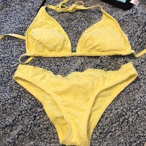 Yellow Lace Triangle Bikini